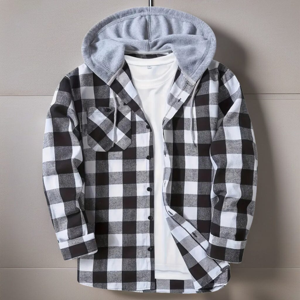 Men's Hooded Jacket Coat Plaid Cold Weather Blouse Men's Hooded Jacket Coat Plaid Cold Weather Blouse | GA Wovany 