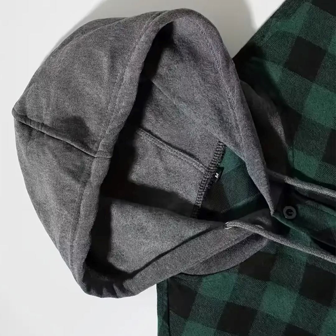 Men's Hooded Jacket Coat Plaid Cold Weather Blouse Men's Hooded Jacket Coat Plaid Cold Weather Blouse | GA Wovany 