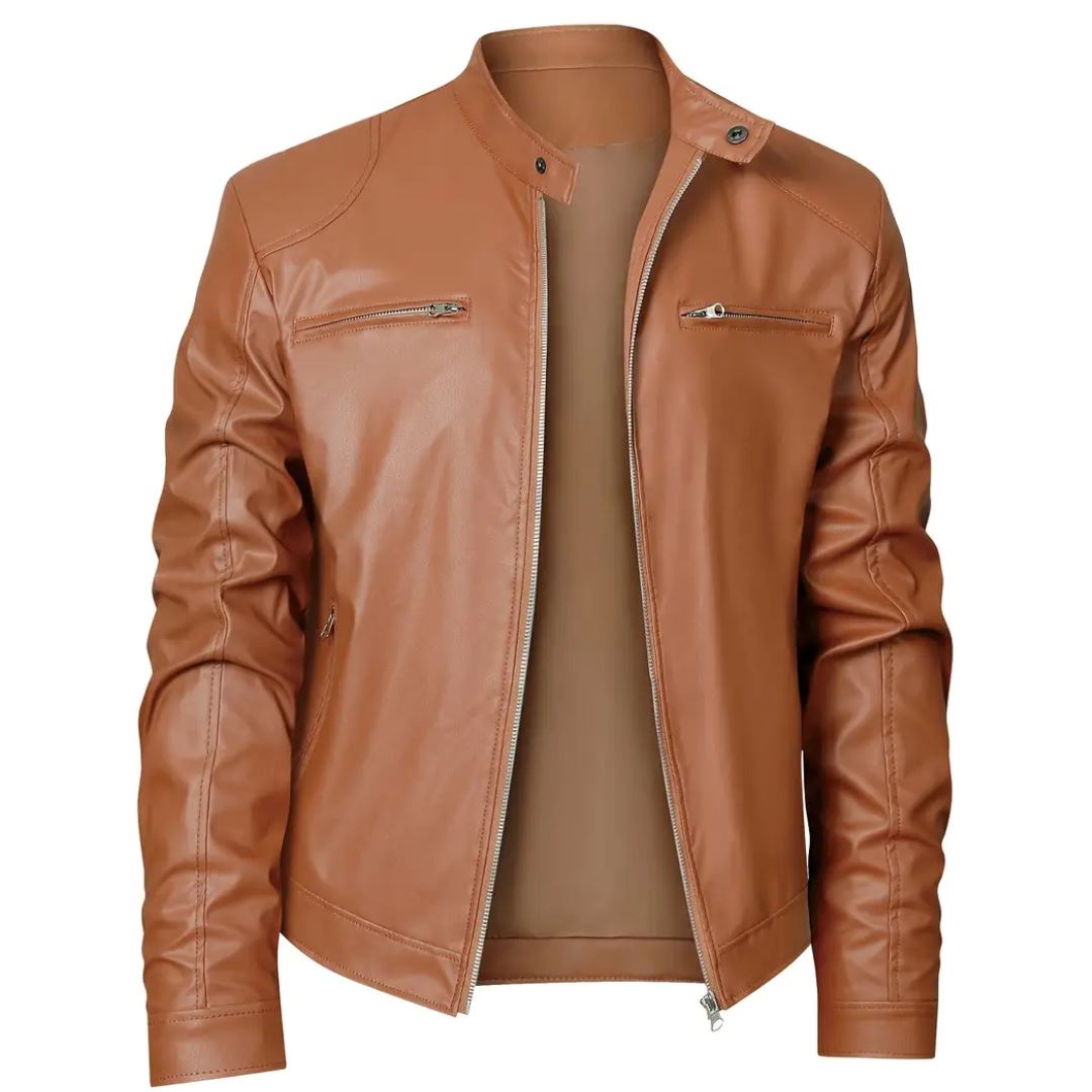 Men's leather Jacket Wovany Light Brown M 