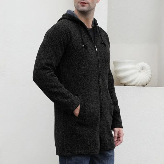 Men's Mid Length Fleece Padded Zipper Hooded Cardigan Men's Mid Length Fleece Padded Zipper Hooded Cardigan Wovany 