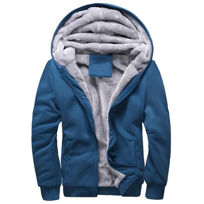 Men's Warm Fleece Hooded Jacket Coat Men's Warm Fleece Hooded Jacket Coat | GA Wovany Blue S 