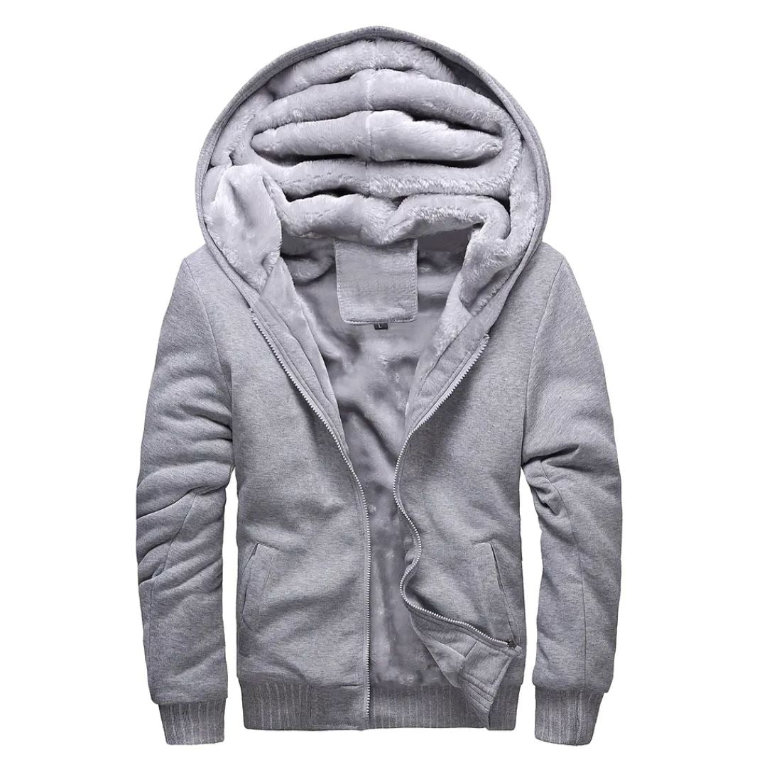 Men's Warm Fleece Hooded Jacket Coat Men's Warm Fleece Hooded Jacket Coat | GA Wovany Gray S 